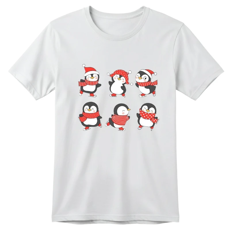 تی‌شرت آستین کوتاه بچگانه مدل پنگوئن کریسمس کد v5 