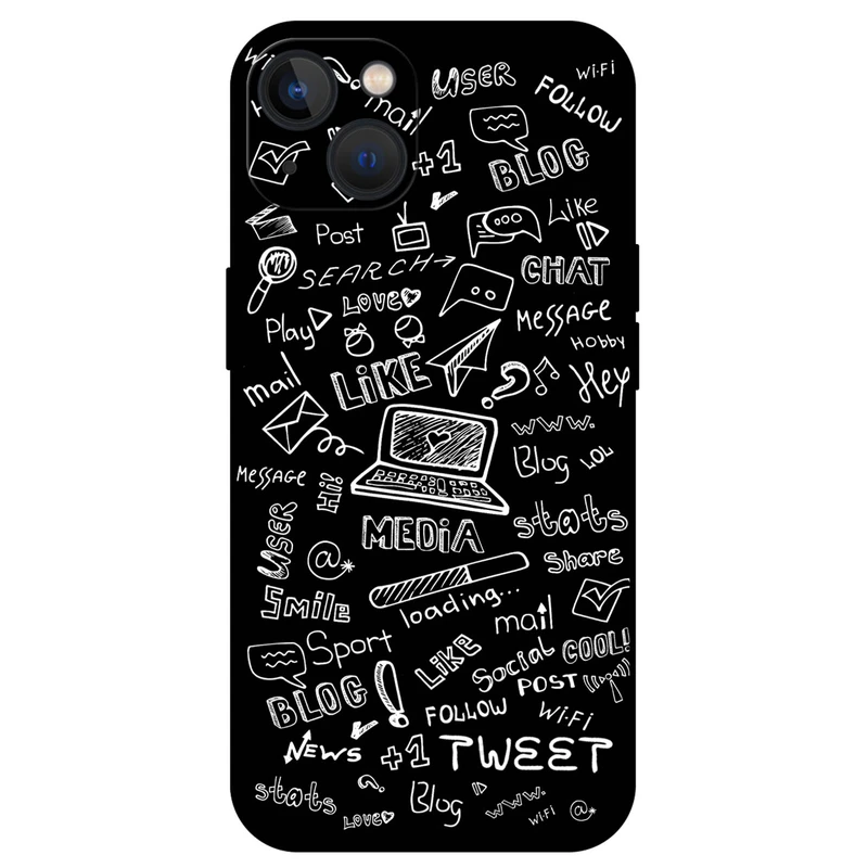 کاور مگافون طرح رسانه های اجتماعی مدل 1898 مناسب برای گوشی موبایل اپل iPhone 13 mini                