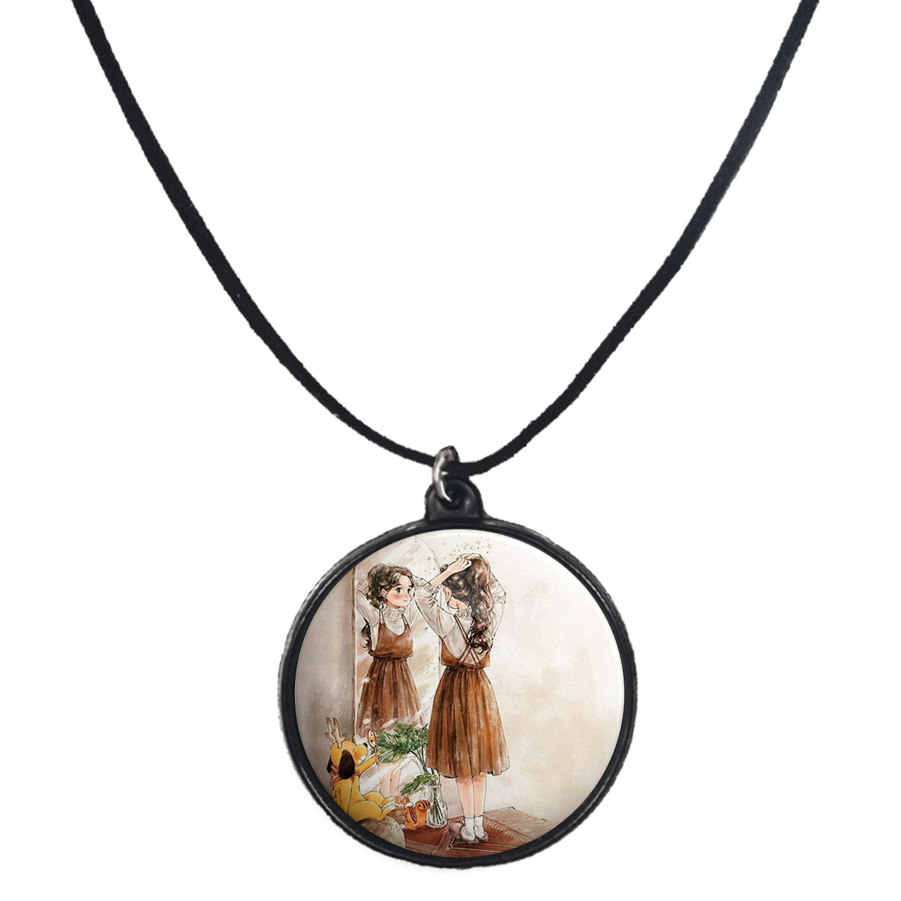 گردنبند پرمانه طرح دخترونه کد pmb.23440 مدل دو طرفه