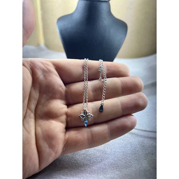 گردنبند نقره زنانه سواروسکی مدل خورشیدی تک سنگ جواهری کد 211254 -  - 3