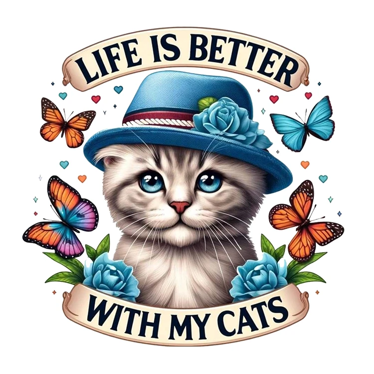 استیکر پارچه و لباس پاد آفرین مدل گربه کیوت فانتزی بامزه کد S2687