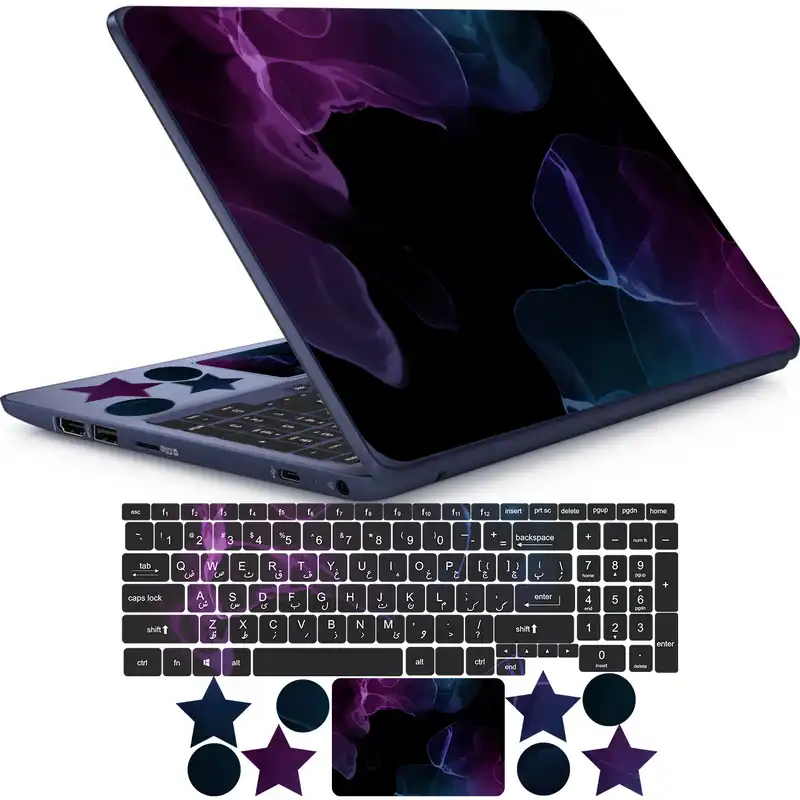 استیکر لپ تاپ راتیانا مدل fantastic marble مناسب برای لپ تاپ 15 تا 17 اینچ به همراه برچسب حروف فارسی کیبورد