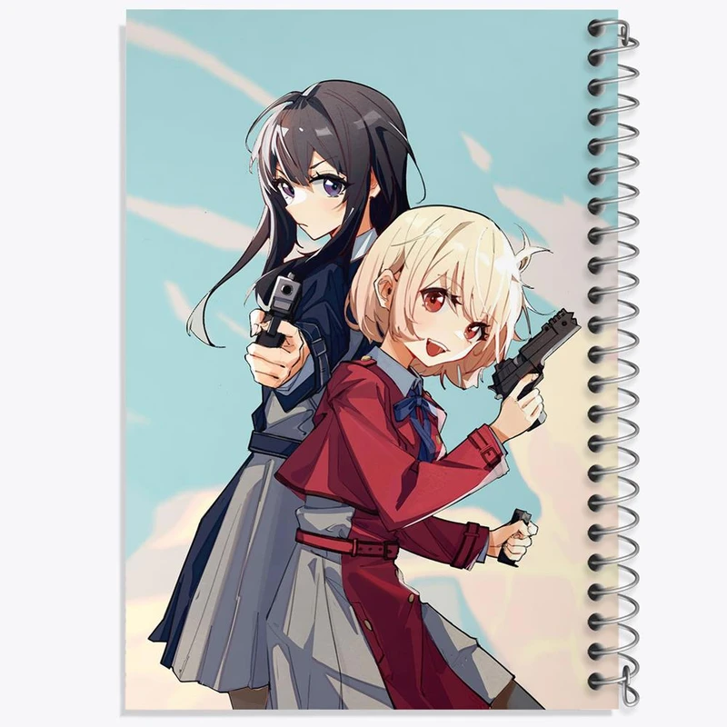 دفتر لیست خرید 50 برگ خندالو طرح چیساتو و تاکینا انیمه لیکوریس ریکویل Lycoris Recoil کد 22976