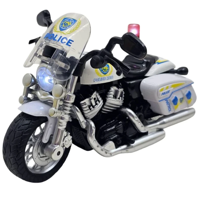 موتور بازی ناب سل مدل پلیس فلزی موزیکال چراغدار عقب کش کد Pull-back musical metal police car with lights