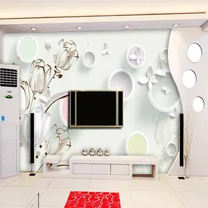 پوستر دیواری سه بعدی مدل گل لاله زمینه حلقه DVRF1534