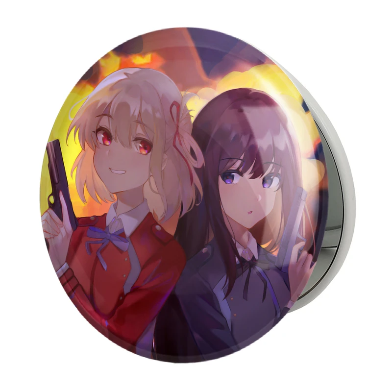 آینه جیبی خندالو طرح تاکینا و چیساتو انیمه لیکوریس ریکویل Lycoris Recoil مدل تاشو کد 23053 