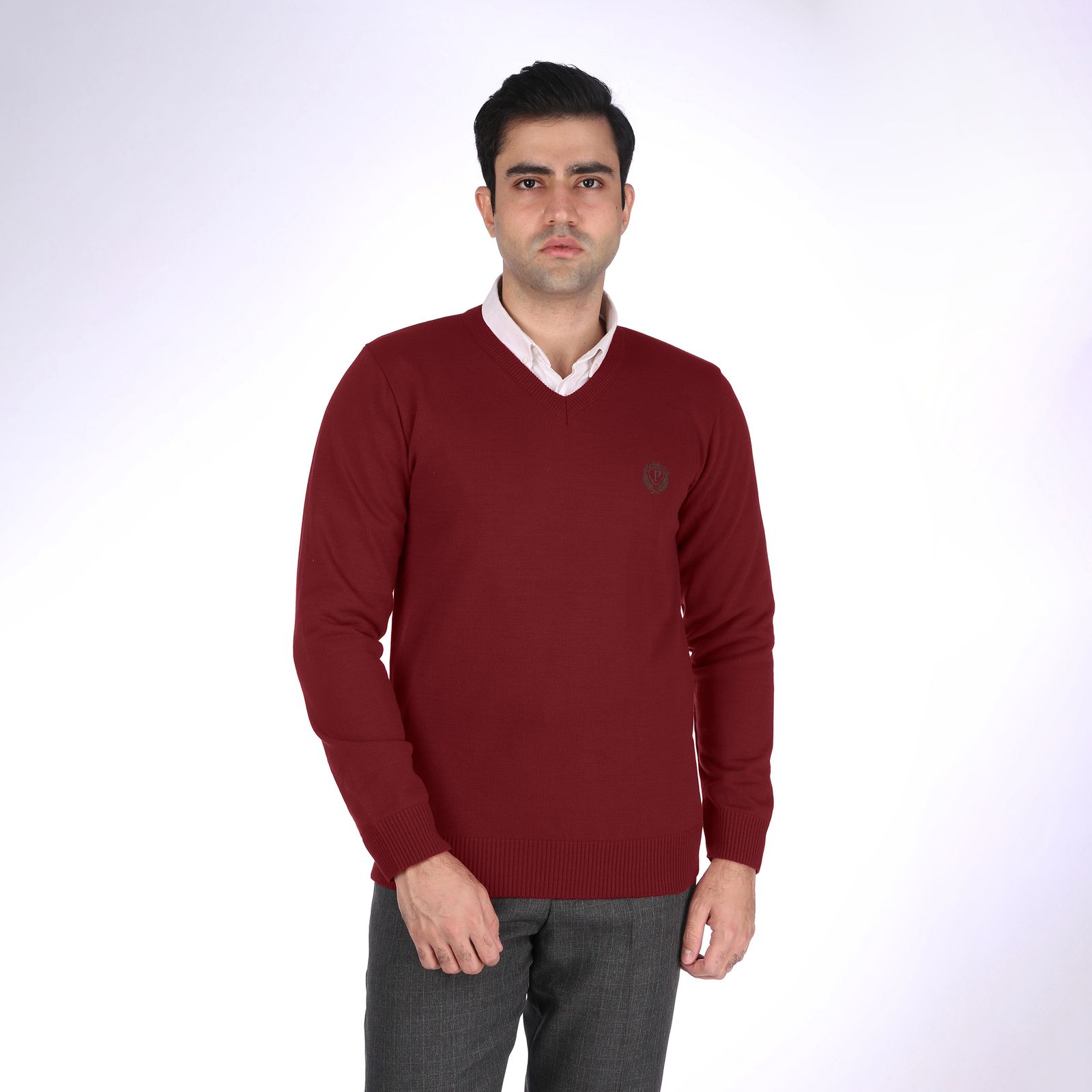 پلیور مردانه تریکو پاییزان کد P700 رنگ زرشکی -  - 2