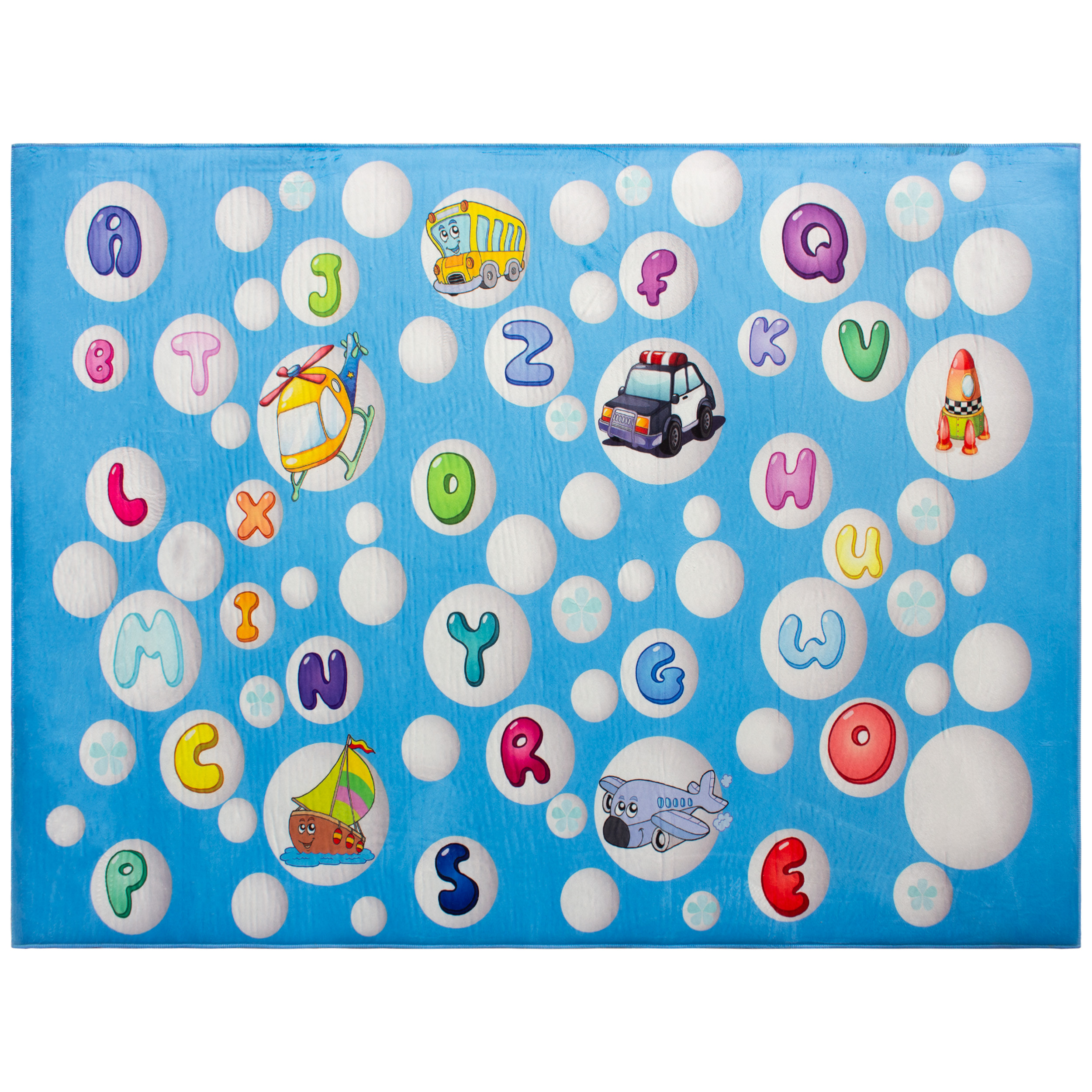 فرش ماشینی جانگل مدل Blue Alphabet کد 3D-2076