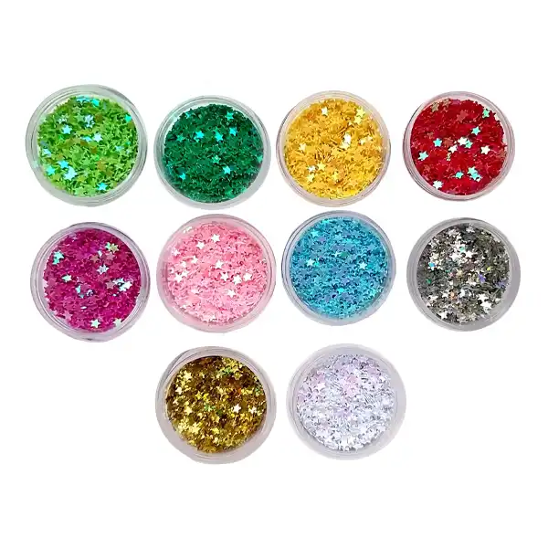 پودر اکلیل مدل ستاره هولوگرامی کد AS-01 وزن 35 گرم بسته 10 عددی