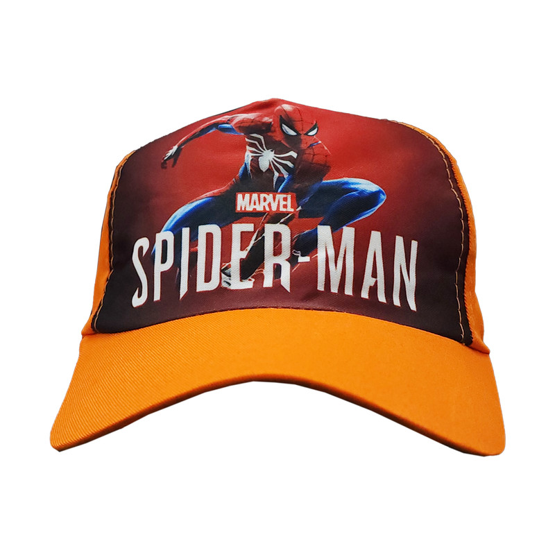 کلاه کپ پسرانه طرح مرد عنکبوتی رنگ نارنجی