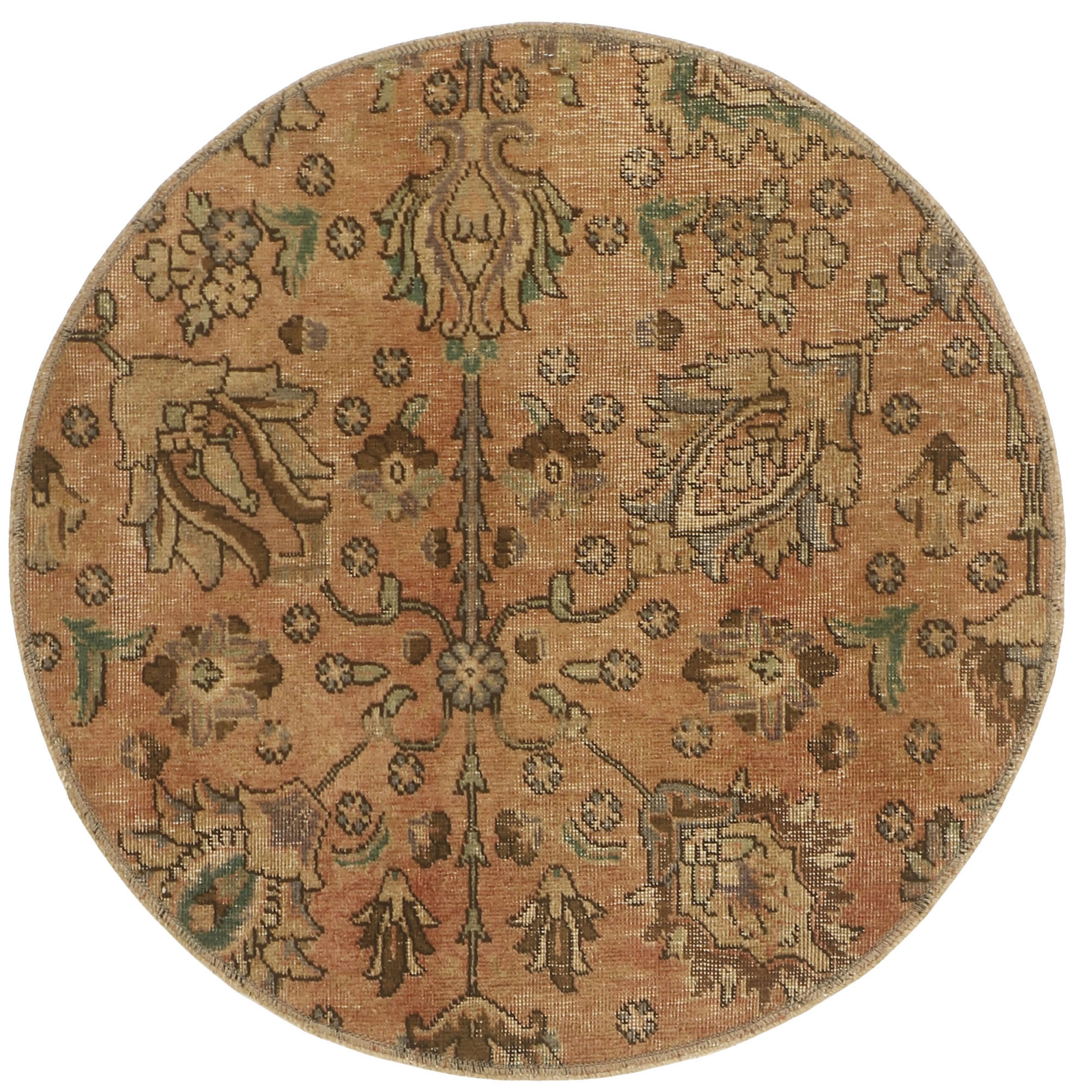 فرش دستبافت رنگ شده یک متری طرح وینتیج کد 537252