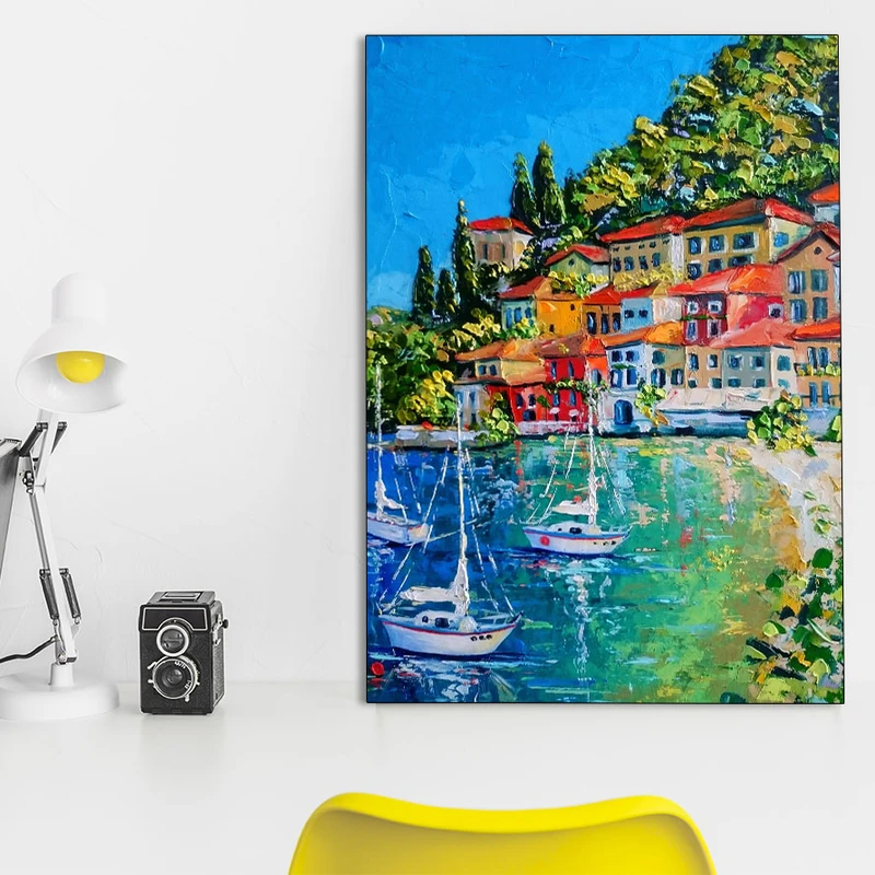 تابلو شاسی گالری استاربوی طرح قایق و ساحل مدل Art 70