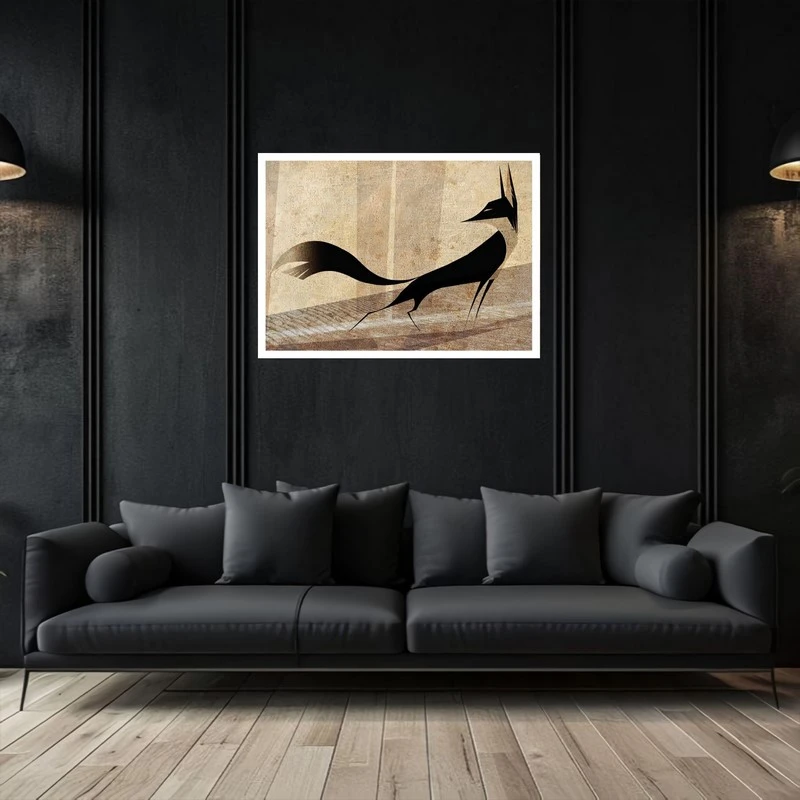 تابلو بکلیت طرح مینیمال و نقاشی دکوری هنری و مدرن حیوانات روباه مدل W-bu5444