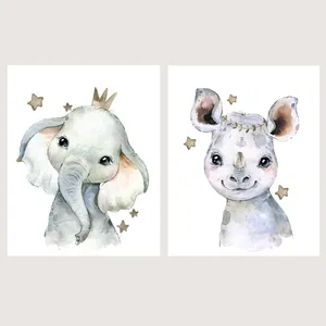 پوستر الفاپ مدل کودک طرح Water Color Animals کد 123_02 بسته 2 عددی