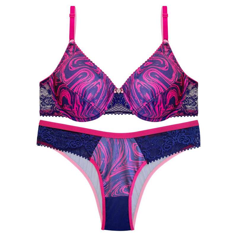 ست شورت و سوتین زنانه نوشه پوش کد 66106 رنگ سرمه‌ای