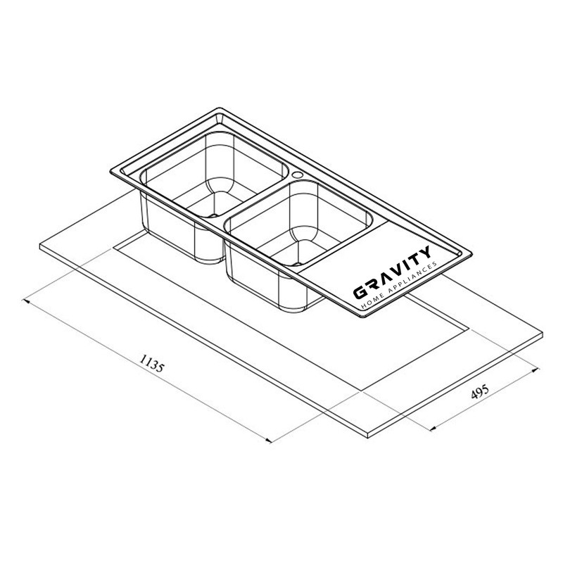 سینک استیل ظرفشویی گرویتی مدل GS703 توکار