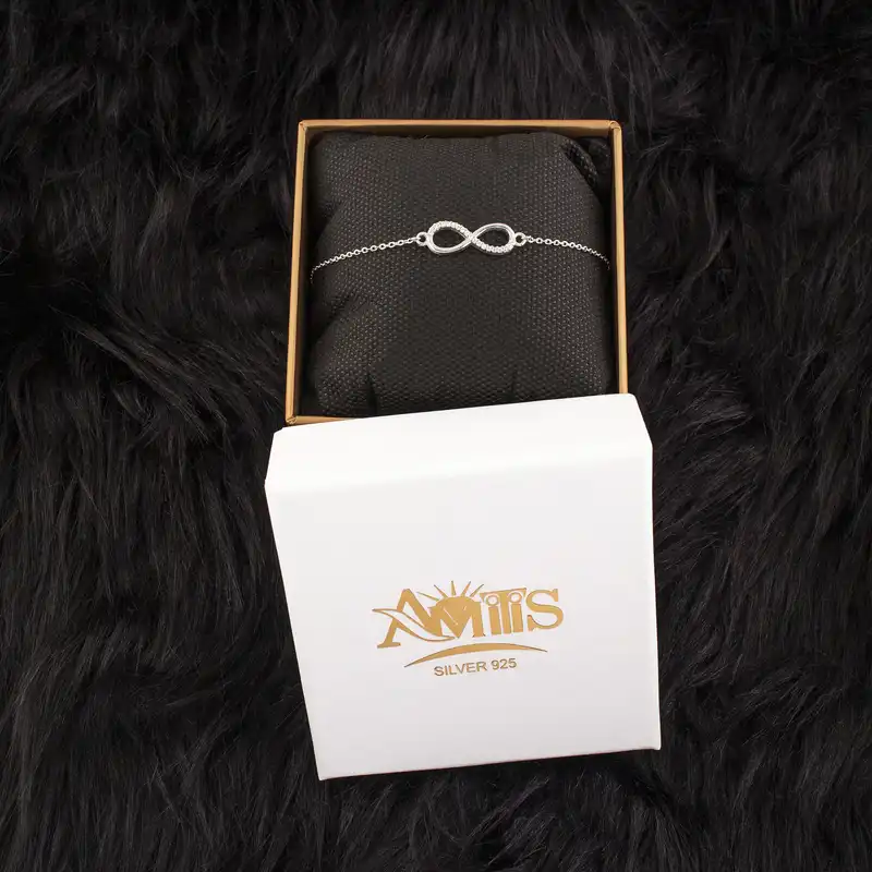 دستبند نقره زنانه آمیتیس مدل بی نهایت AMT-D036