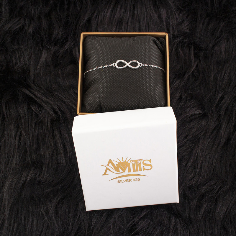 دستبند نقره زنانه آمیتیس مدل بی نهایت AMT-D036