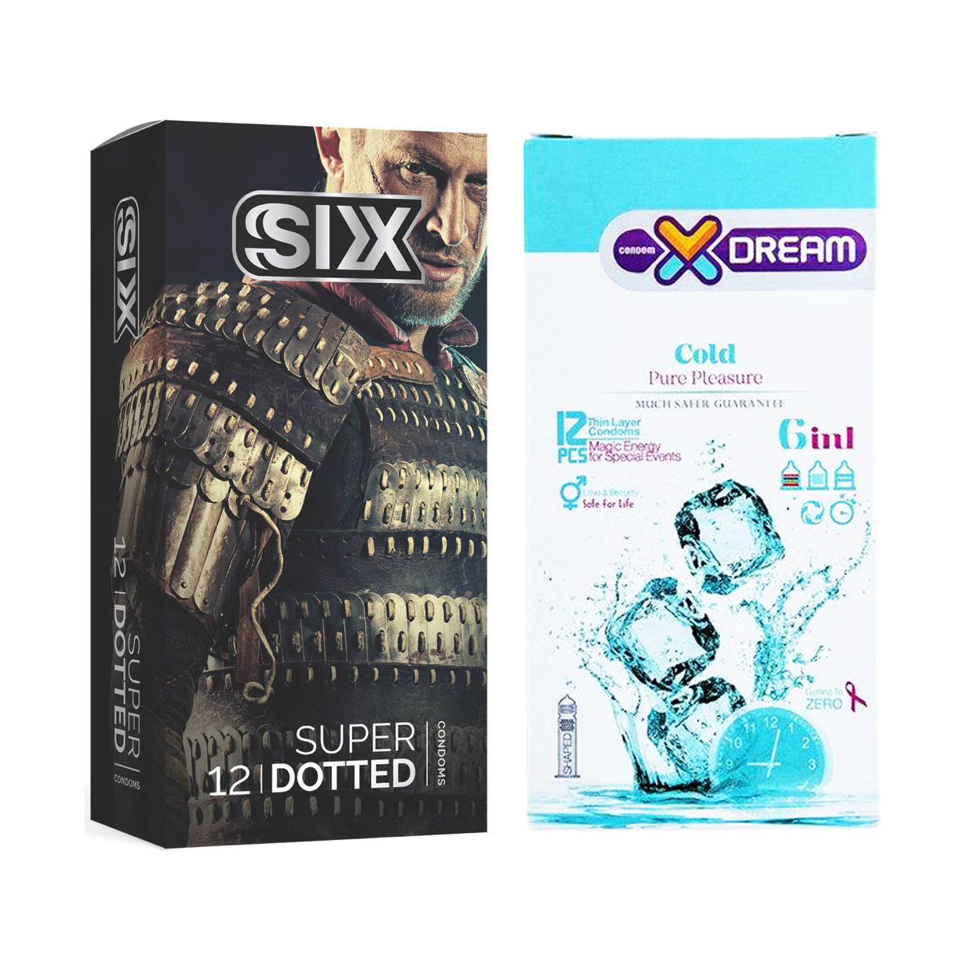  کاندوم سیکس مدل Super Dotted بسته 12 عددی به همراه کاندوم ایکس دریم مدل Cold بسته 12 عددی