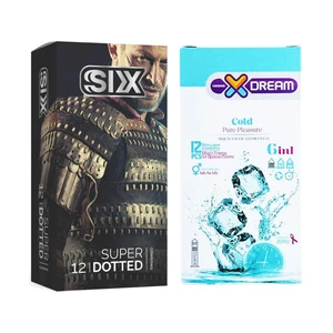 کاندوم سیکس مدل Super Dotted بسته 12 عددی به همراه کاندوم ایکس دریم مدل Cold بسته 12 عددی