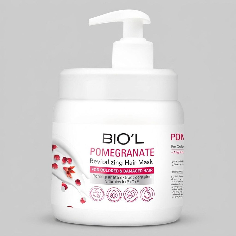 ماسک مو بیول مدل Pomegranate مناسب برای موی رنگ شده حجم 800 میلی لیتر