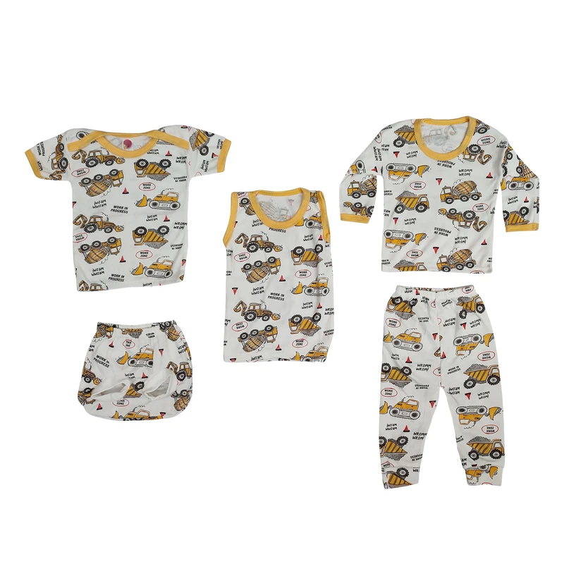ست 5 تکه لباس&nbsp;نوزادی مدل تراکتور 01