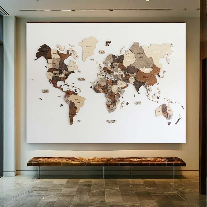 تابلو بوم طرح نقشه جهان همراه اسم کشورها کد GR859