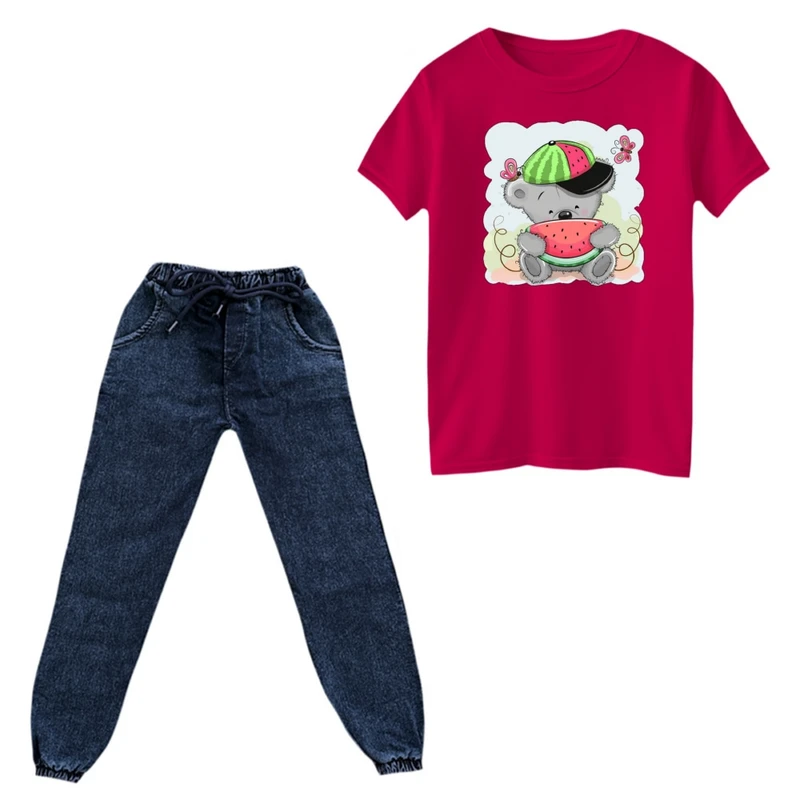 ست تی‌شرت و شلوار پسرانه مدل کوالا و هندوانه یلدایی