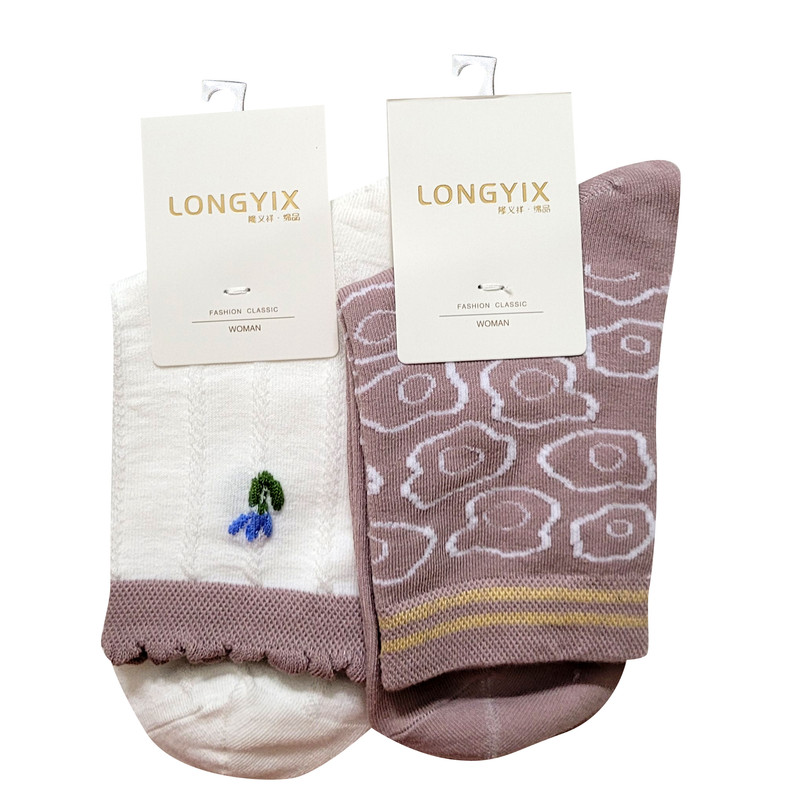 جوراب دخترانه مدل نیم ساق لبه فرفری لاله - 2-01142 - بسته 2 عددی
