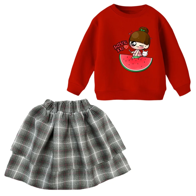 ست سویشرت و دامن دخترانه مدل دخترک یلدایی کد  17