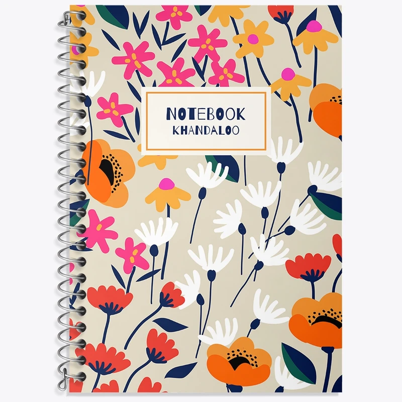 دفتر زبان 50 برگ خندالو مدل سه خط طرح گل گلی کد N978