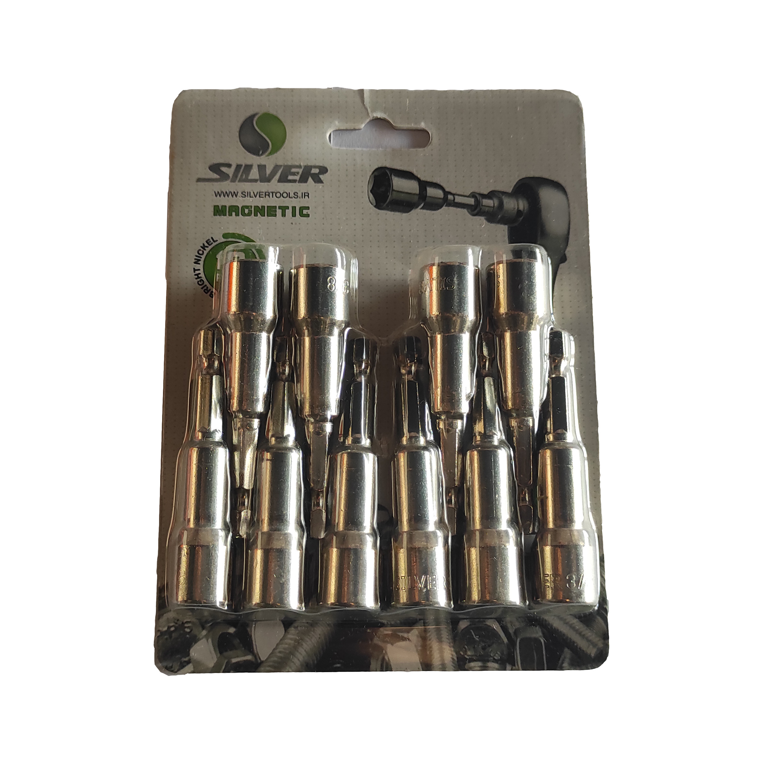 مجموعه 10 عددی آچار بکس سر دریلی سیلور مدل GTNS سایز 3.8 اینچ