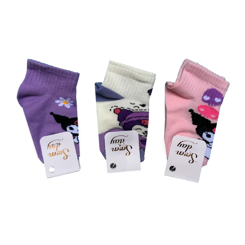 جوراب ساق کوتاه بچگانه مدل موشولینا مجموعه سه عددی