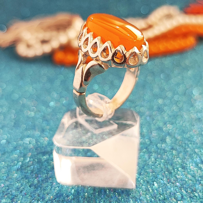 انگشتر نقره مردانه مدل عقیق شرف الشمس صفوی اشکی MSH2032