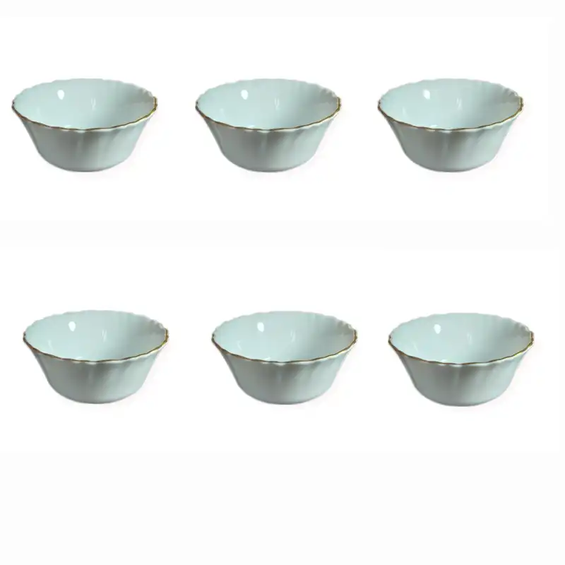 پیاله ماست خوری مدل لب طلا بسته 6 عددی