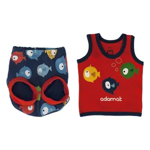 ست تاپ و شورت نوزادی آدمک مدل ماهی