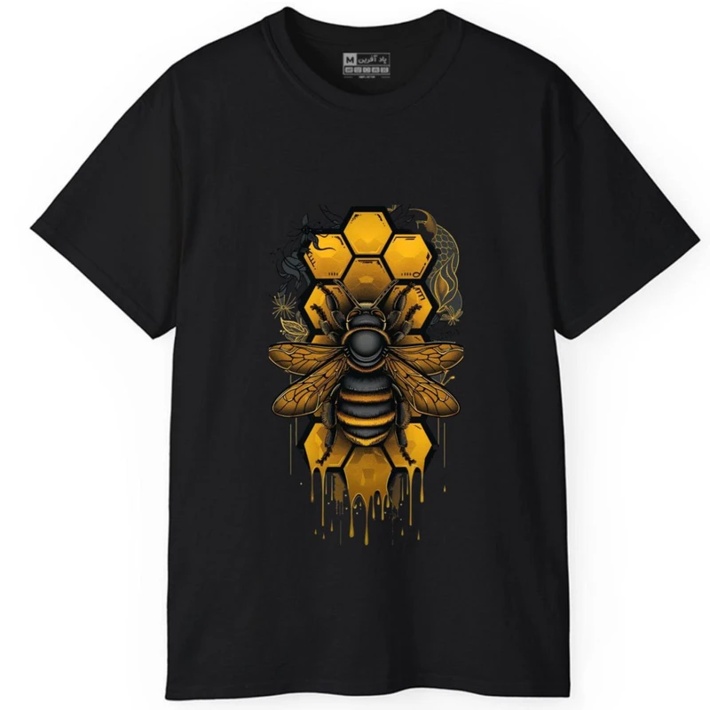 تی‌شرت آستین کوتاه مردانه پاد آفرین مدل کندو زنبور عسل کد 1837