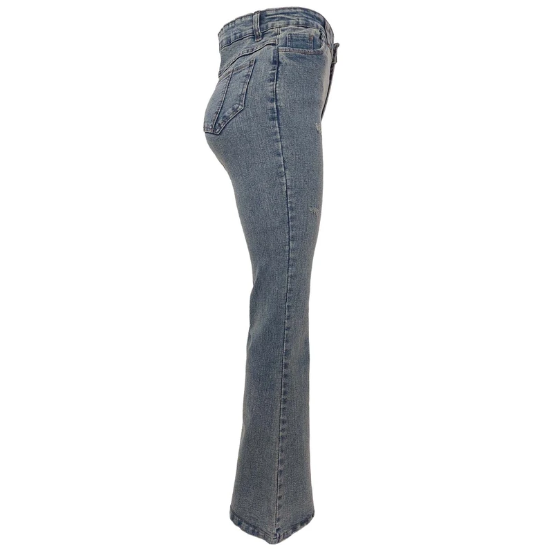 عکس شماره 3 : شلوار جین دم پا گشاد زنانه مدل کد 201221