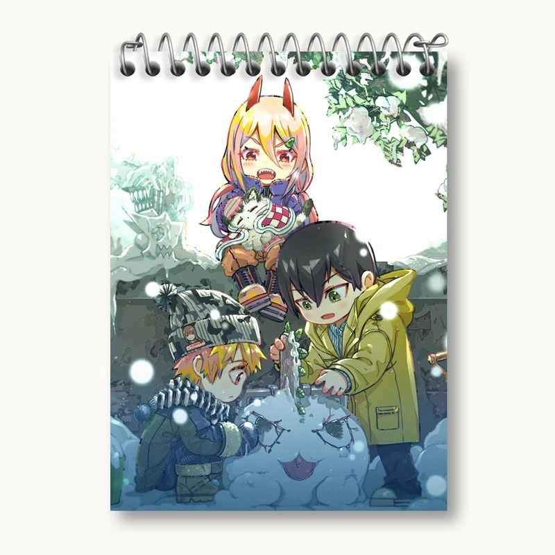 دفتر یادداشت 50 برگ خندالو مدل اکی و پاور و دنجی انیمه مرد اره ای Chainsaw Man کد 22323