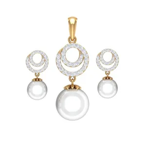 نیم ست طلا 18 عیار زنانه قیراط طرح مروارید کد GH2157