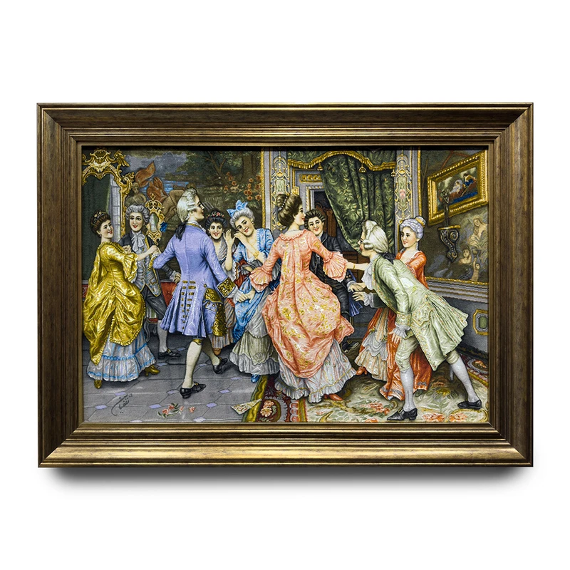 تابلو فرش دستباف طرح مجلسی فرانسوی کد 9