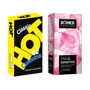 کاندوم بونکس مدل Thin & Sensitive بسته 12 عددی به همراه کاندوم هات مدل Classic Aromatic بسته 12 عددی