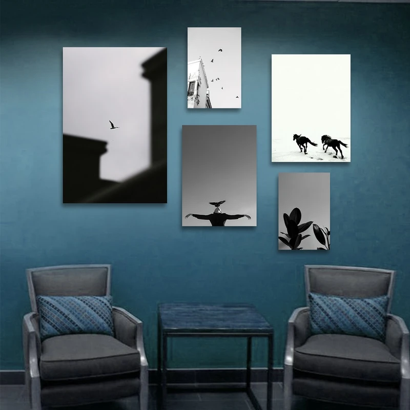 تابلو شاسی بکلیت طرح دکوراتیو اداری و طبیعت مدل SH-1125  مجموعه 5 عددی