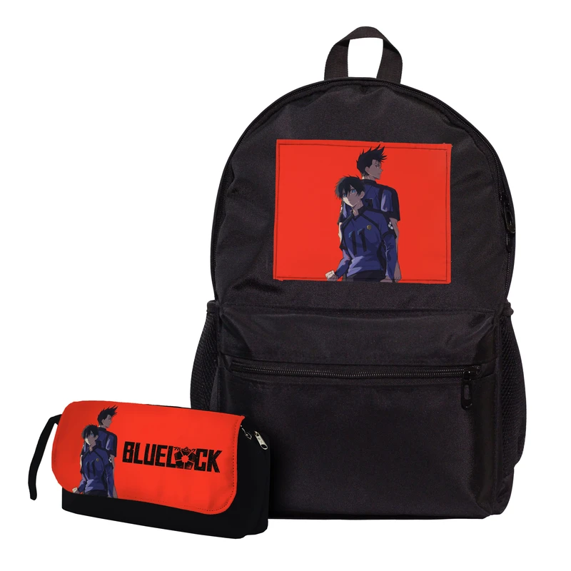 کوله پشتی طرح انیمه فوتبالی قفل آبی blue lock به همراه جامدادی
