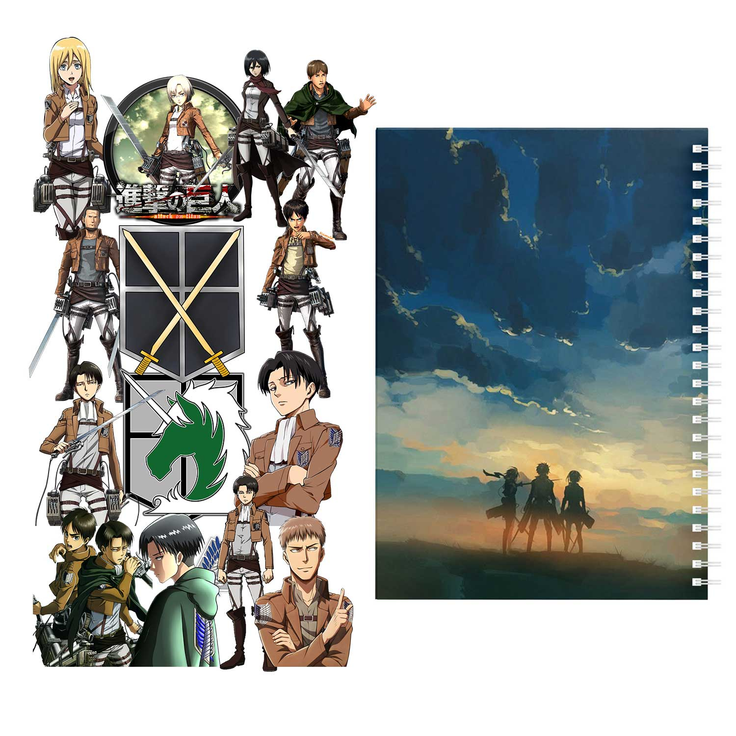 دفتر مشق باژیکان طرح انیمه اتک آن تایتان Attack On Titan کد 20211463 به همراه استیکر لپ تاپ مجموعه 14 عددی