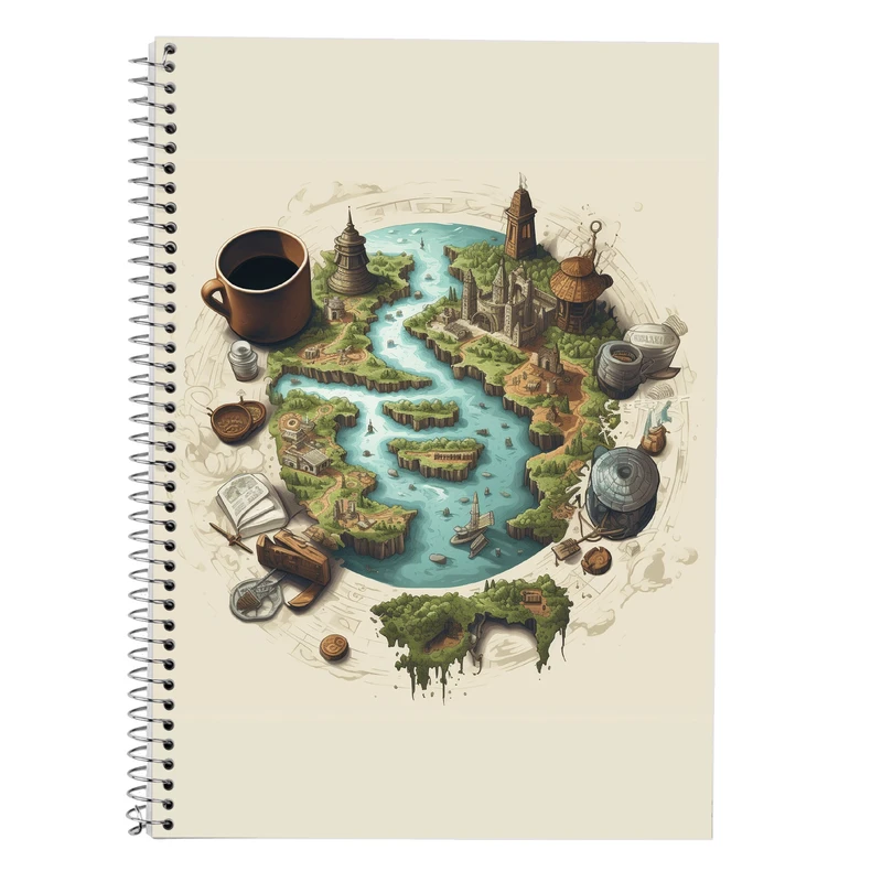 دفتر زبان 50 برگ مدوپد مدل دوخط طرح Ghibli کد DF2390