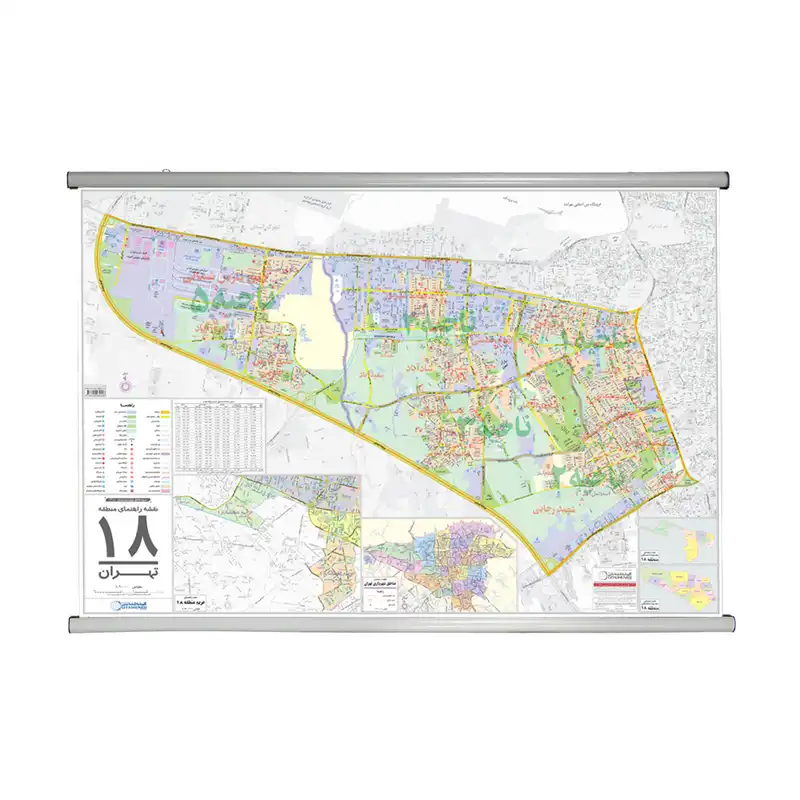 نقشه راهنمای منطقه 18 تهران گیتاشناسی نوین کد 1318 L