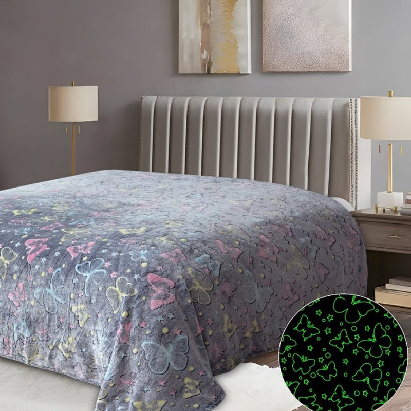 پتو مسافرتی 2 نفر ویراگیتا مدل شبنما پروانه سایز 220x200 سانتی‌متر