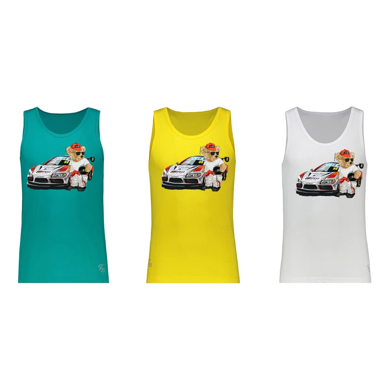 زیرپوش رکابی یقه گرد پسرانه مدل ماشین کد a22 مجموعه 3 عددی