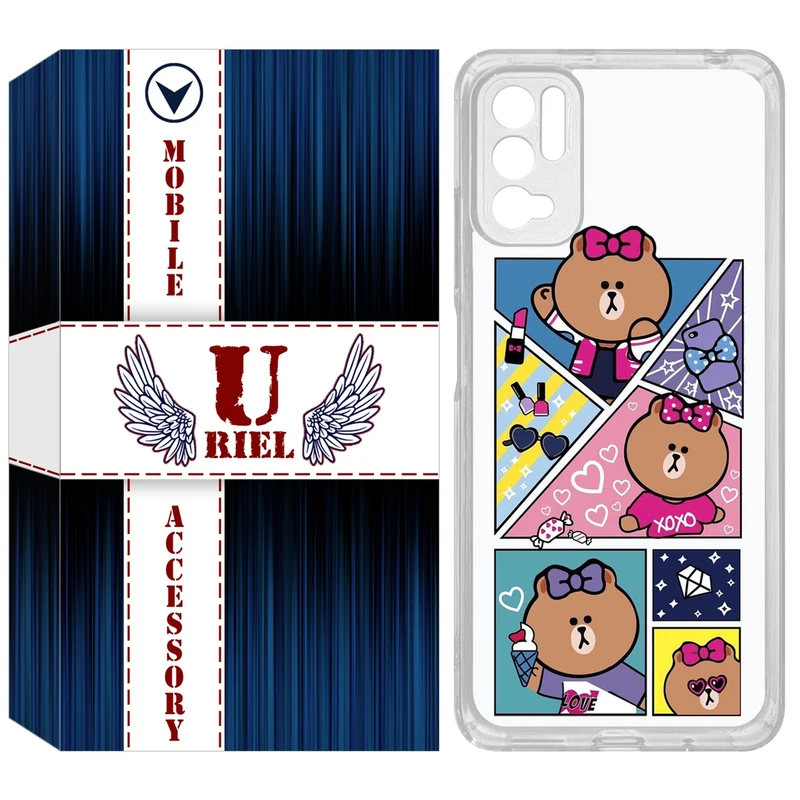 کاور یوریل مدل Clear کد 13 طرح Brown مناسب برای گوشی موبایل شیائومی Redmi Note 10 5G / Note 11SE / Poco M3 Pro